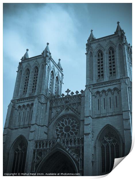 Two towers on the west front of Bristol Cathedral, Bristol, England, UK Print by Mehul Patel