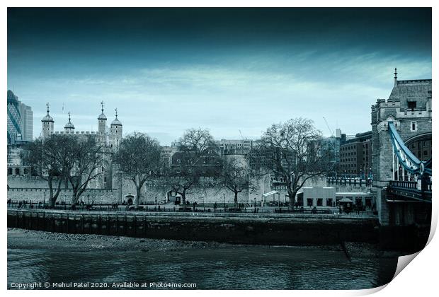 Tower of London by the Embankment on a cool overcast day, City of London, England, UK Print by Mehul Patel