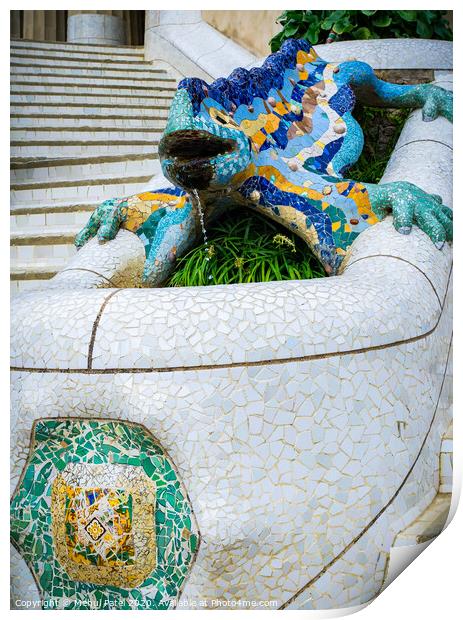 Lizard fountain in Parc Guell, Barcelona, Catalonia, Spain, Europe Print by Mehul Patel