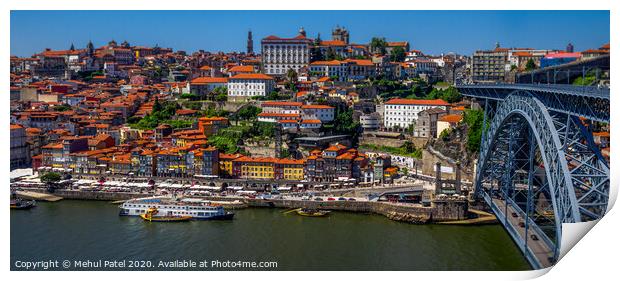 Embankment of the river Duoro by the old town of Porto, Portugal Print by Mehul Patel