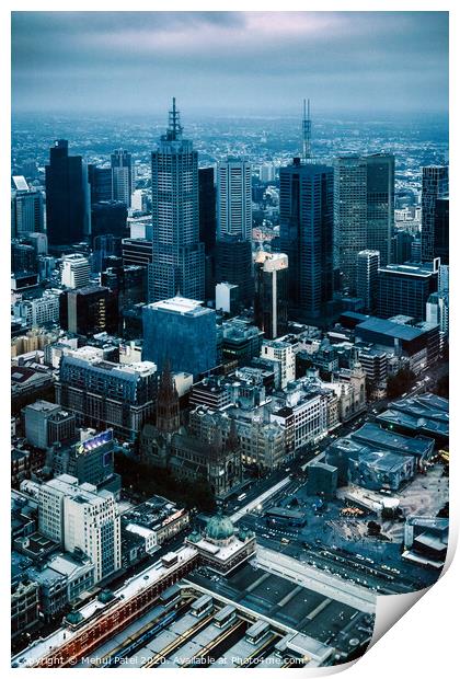 High shot overlooking the Central Business District of Melbourne, Victoria, Australia Print by Mehul Patel