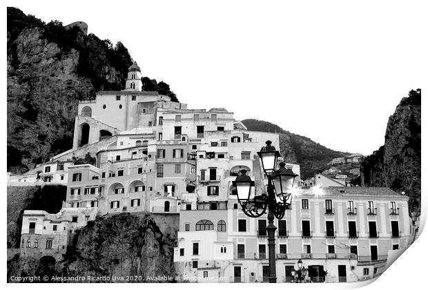 Amalfi in Black and white Print by Alessandro Ricardo Uva