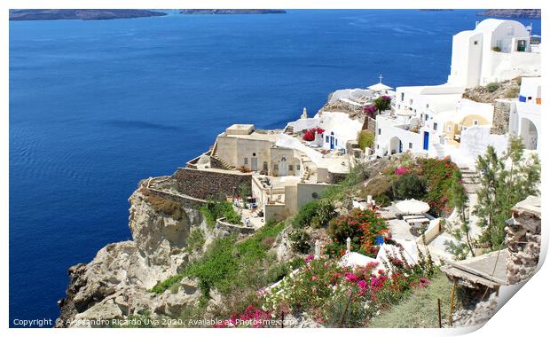 Blue ocean - Santorini Print by Alessandro Ricardo Uva