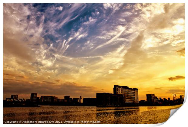 Sunset - London Royal Victoria Docklands Print by Alessandro Ricardo Uva