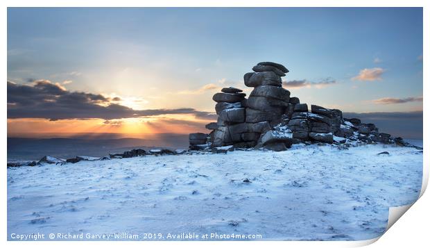 Great Staple Tor in the Snow Print by Richard GarveyWilliams