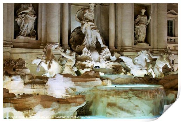 The Trevi Fountain details (Italian: Fontana di Trevi) in Rome,  Print by M. J. Photography