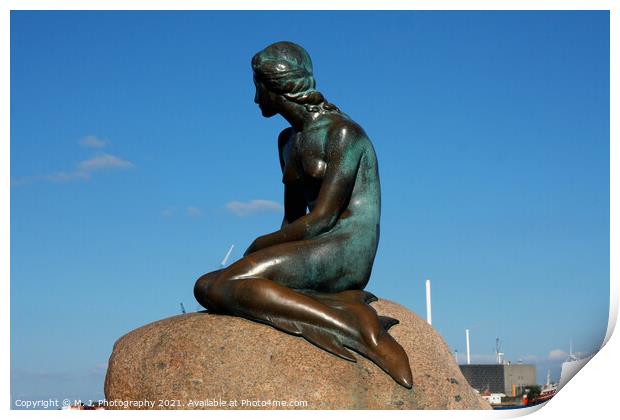 Mermaid statue in The Copenhagen - Denmark Print by M. J. Photography