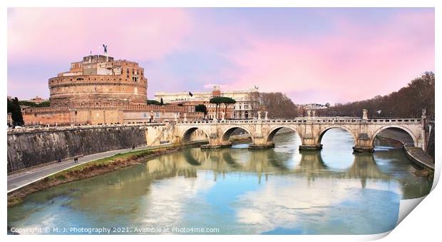An Angel bridge over a body of water in Rome - Ita Print by M. J. Photography