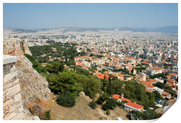 Aerial view of Athens, Greece Print by M. J. Photography