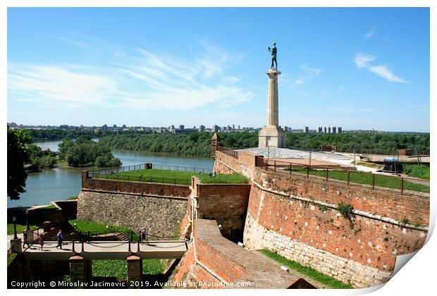Statue of Victory - Kalemegdan fortress in Belgrad Print by M. J. Photography