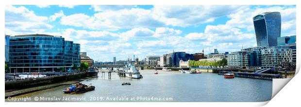 Skyscrapers of the City of London over the Thames  Print by M. J. Photography