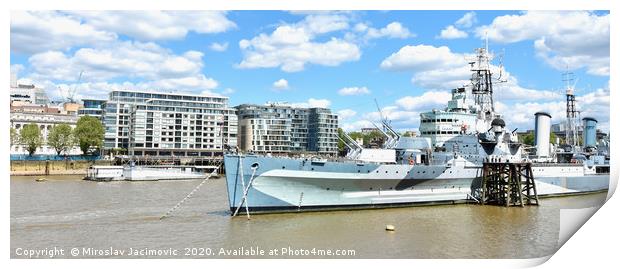 HMS Belfast light cruiser in London. Print by M. J. Photography