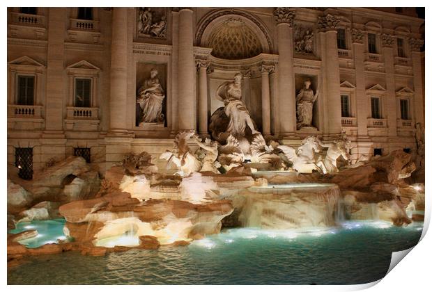 Rome. Image of famous Trevi Fountain in Rome, Ital Print by M. J. Photography