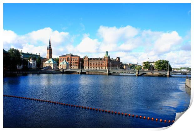 summer scenery of the Old Town in Stockholm, Swede Print by M. J. Photography