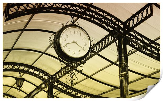 old retro clock of one central station Print by M. J. Photography