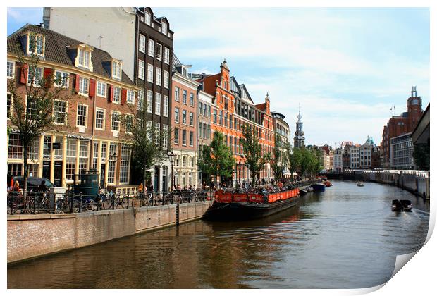 view of Amsterdam, the Netherlands with Amstel riv Print by M. J. Photography