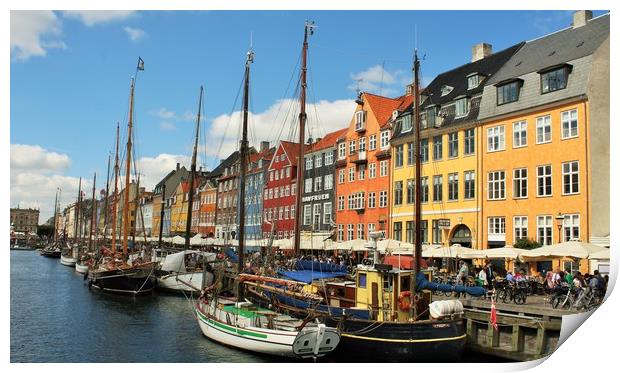 Nyhavn is a 17th-century waterfront, canal and ent Print by M. J. Photography