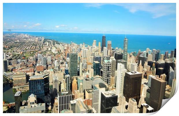 View of the city of Chicago from Hancock Center    Print by M. J. Photography
