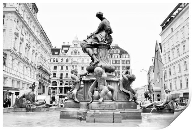 The Donner Fountain (Donnerbrunnen) in Neuer Markt Print by M. J. Photography