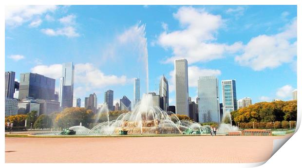 Buckingham Fountain at Grant Park in Chicago, USA Print by M. J. Photography