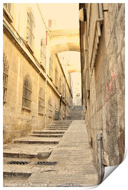 Jerusalem Old City Street Print by M. J. Photography