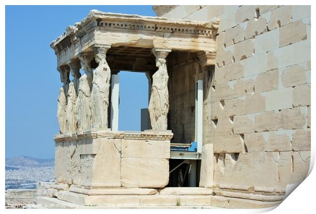  Erechtheion with famous Caryatids Print by M. J. Photography