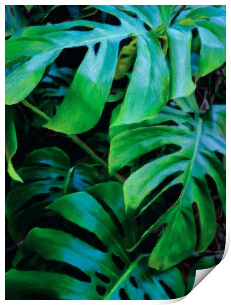 Trendy tropical leaves decoration Print by Wdnet Studio