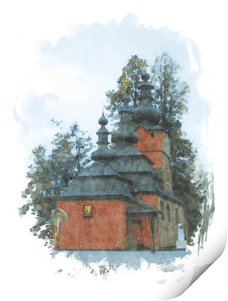 Wooden orthodox church Print by Wdnet Studio