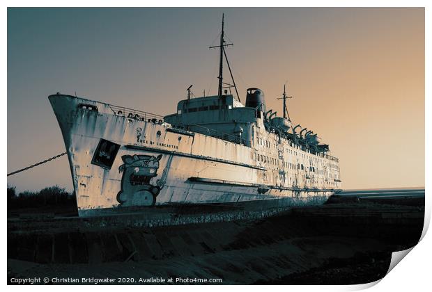 Abandoned cruise ship Print by Christian Bridgwater