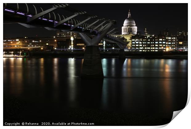 St Paul’s Cathedral with shimmering Thames Print by Rehanna Neky