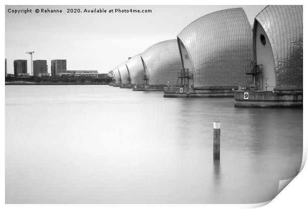 Thames Barrier in black and white Print by Rehanna Neky