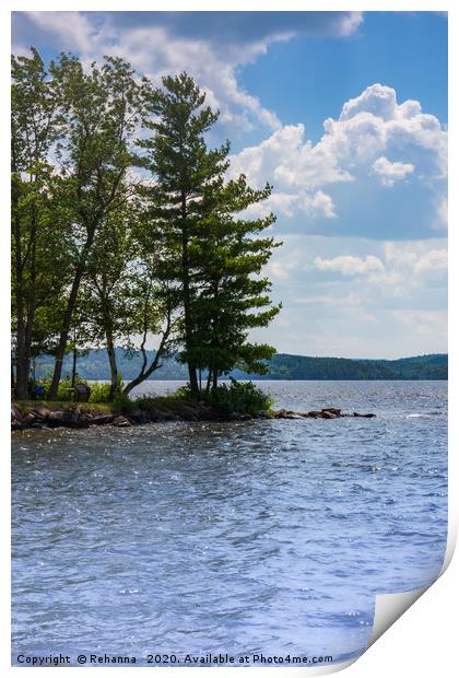 Peaceful treelined lake in Calabogie, Canada Print by Rehanna Neky