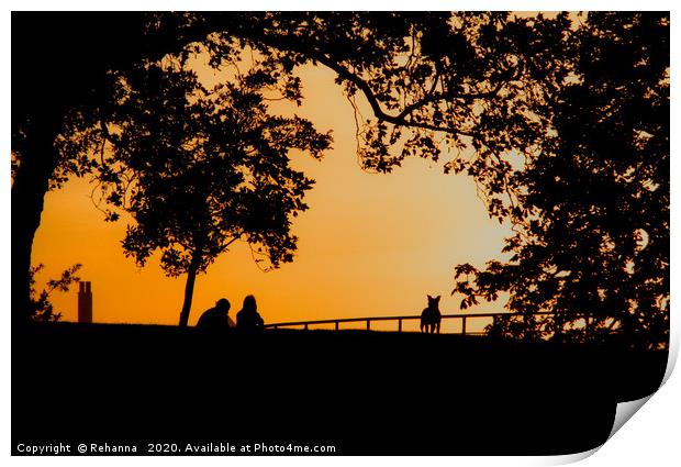 Sunset in park near Greenwich Meridian Print by Rehanna Neky