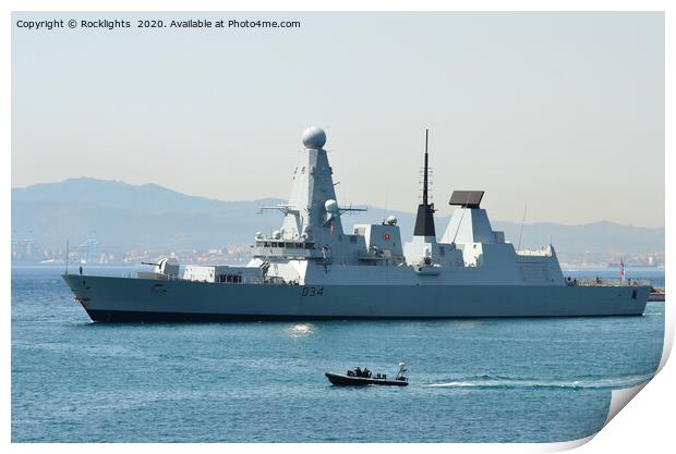 HMS Diamond arriving in Gibraltar  Print by Rocklights 