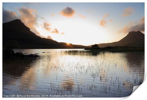 Sunset over Loch Lurgainn Print by Pawel Burdzynski
