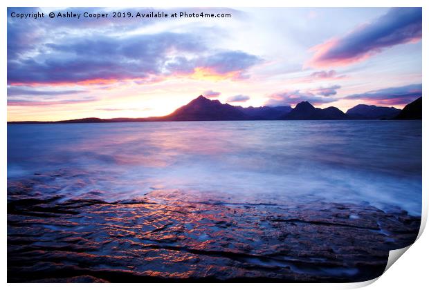 Cuillin sunset. Print by Ashley Cooper