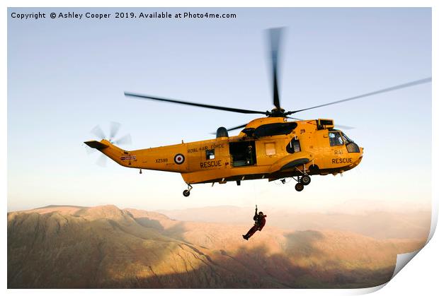Sea King rescue. Print by Ashley Cooper