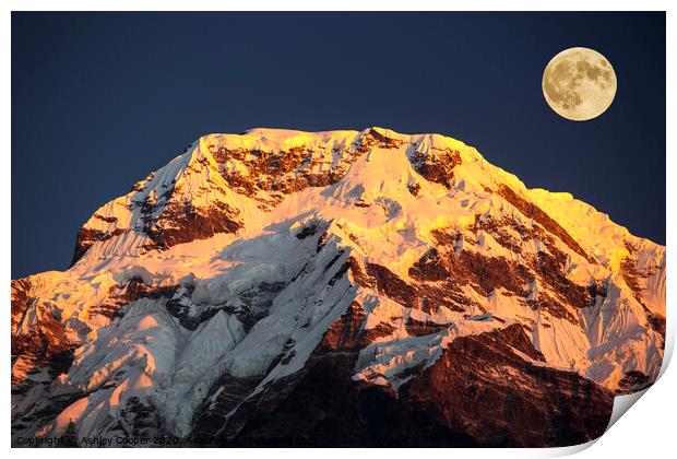 Alpenglow moon. Print by Ashley Cooper