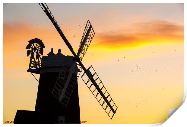 Cley mill sunset. Print by Ashley Cooper