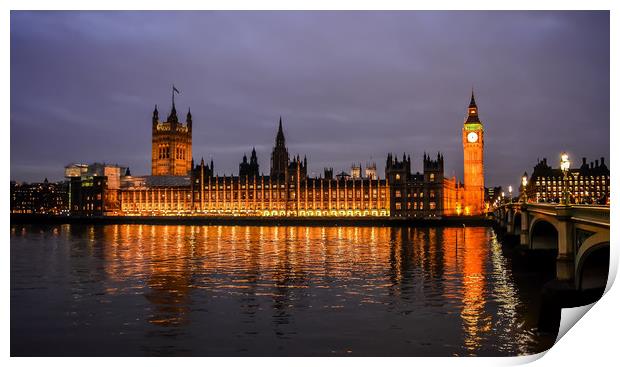 Palace of Westminster at night Print by Jelena Maksimova