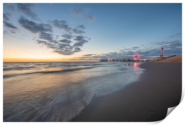 Blackpool's coastline at sunset Print by gary telford