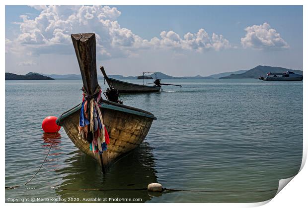 langkawi archipelago and typical boats. Andaman Sea. Malaysia. Print by Mario Koufios