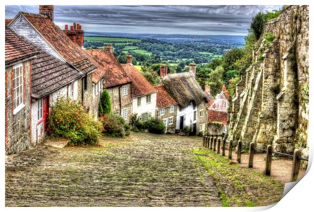 Gold HIll, Shafesbury Dorset Print by Linda Brennan