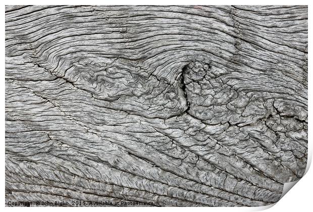 Old oak lime washed beam Print by John Biglin