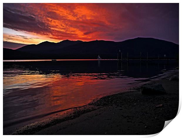 Sunset over lake Wakatipu, queenstown, new zealand Print by Martin Smith