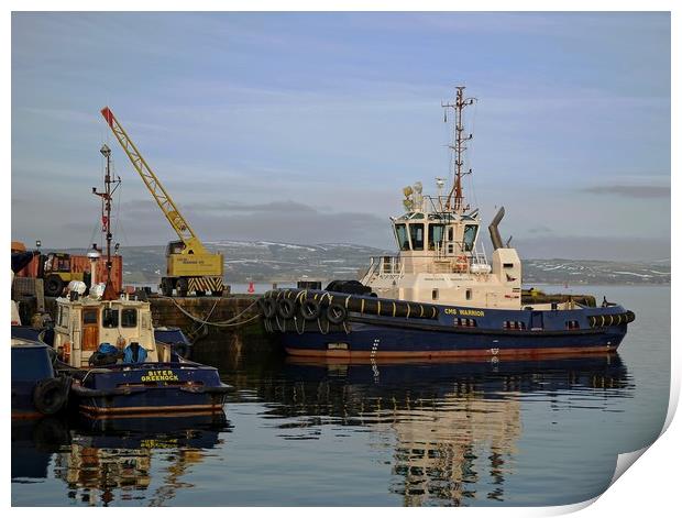 Tug boats on the Clyde Print by Martin Smith