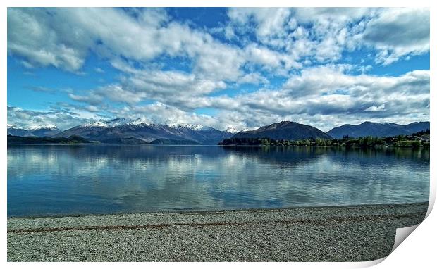 Wanaka lake view, New Zealand Print by Martin Smith