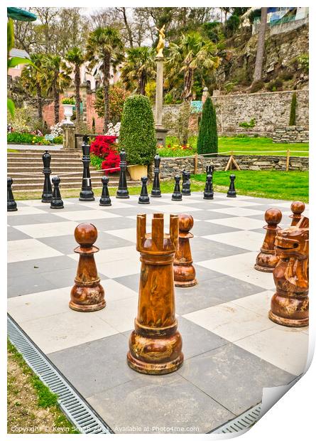 Time for chess at Portmeirion Print by Kevin Smith