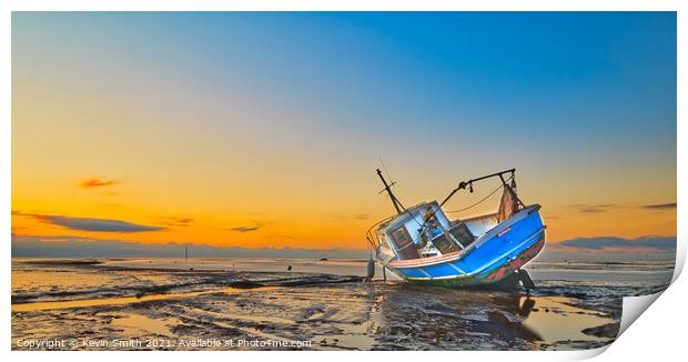 Fishing Vessel Womack, on the beach at  Meols Print by Kevin Smith