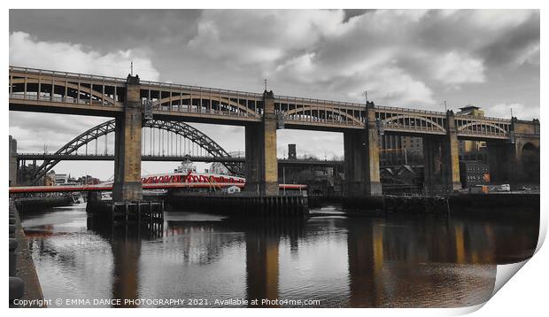 Bridges across the River Tyne Print by EMMA DANCE PHOTOGRAPHY